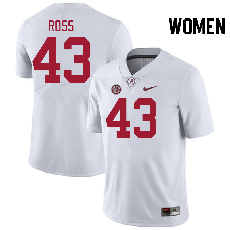 Women #43 Jayshawn Ross Alabama Crimson Tide College Football Jerseys Stitched-White